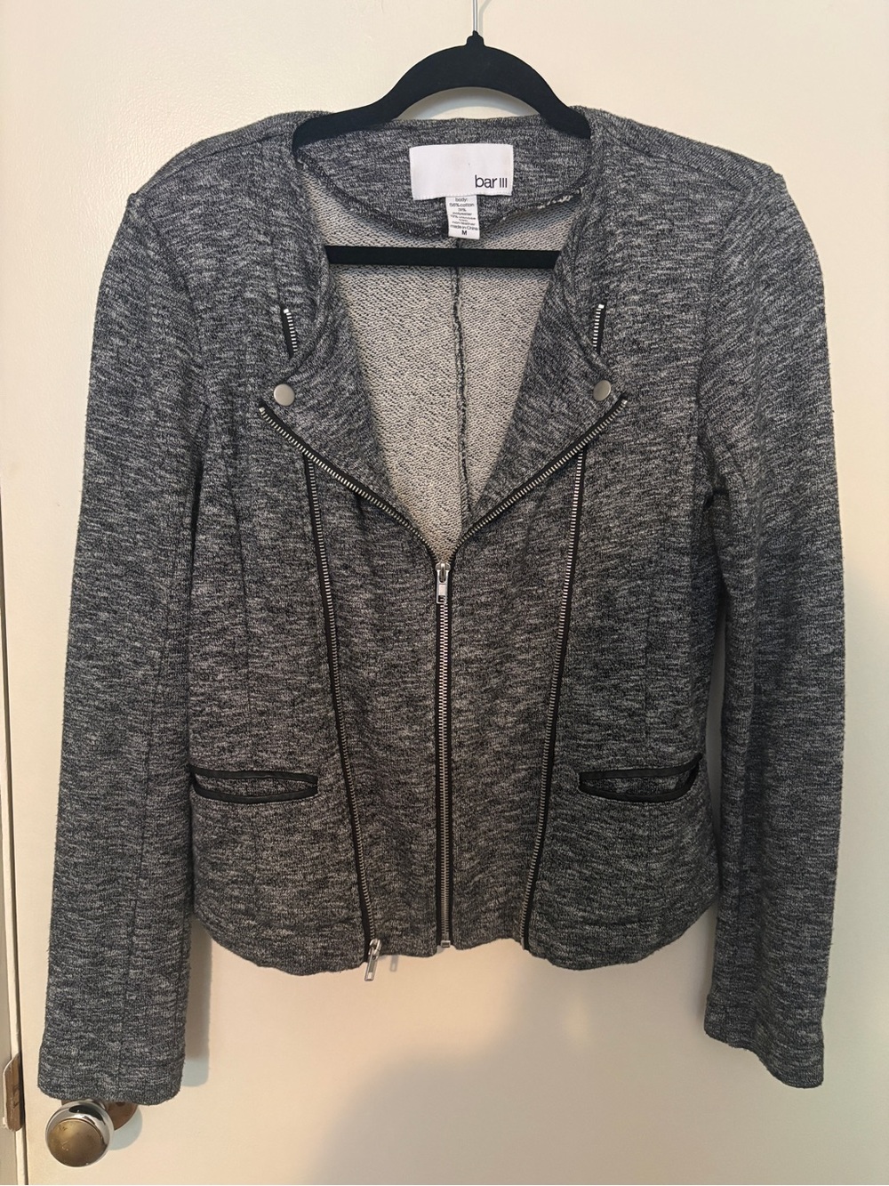 Moto-Style Knit Jacket - Size M